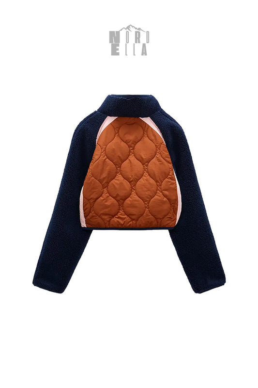 Chaqueta acolchada elegante con patchwork