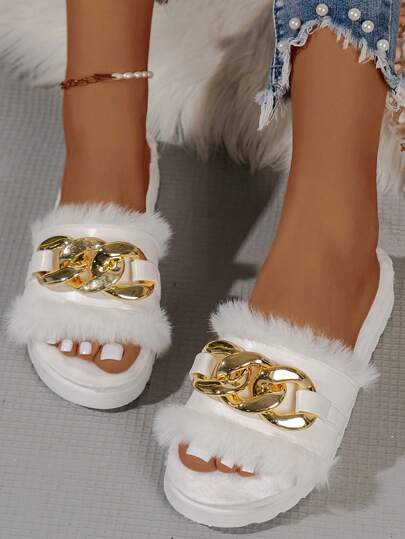 Luxe Chain Plush Sandals