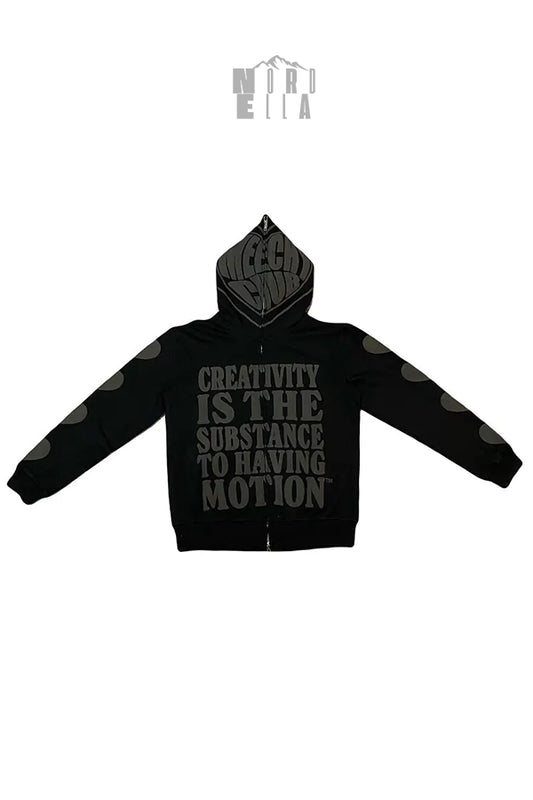 Gothic Printed Zip Up Hoodie