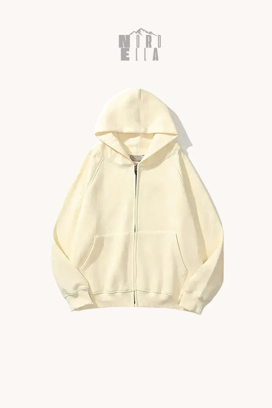 Plain Unicouleur Zip-Up Hoodie