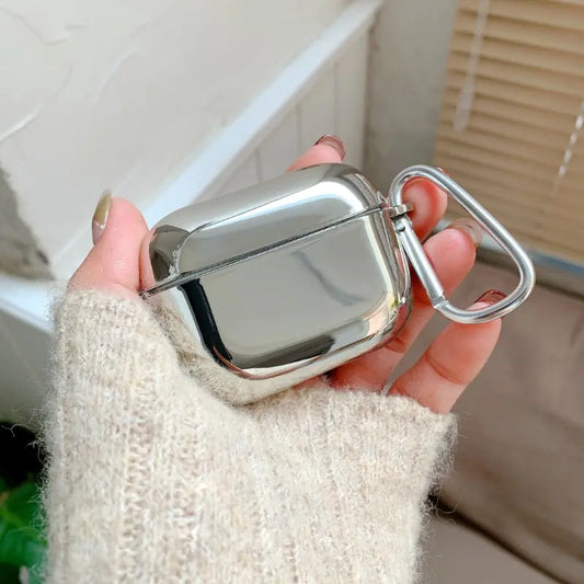 Metallic Silver Airpods Case