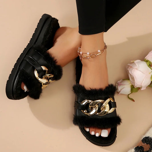 Luxe Chain Plush Sandals