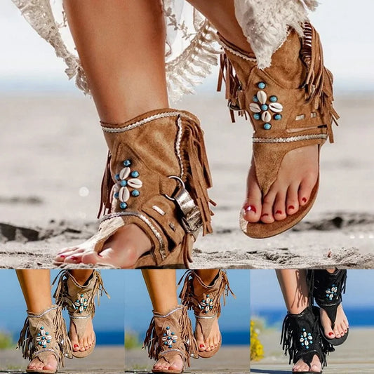 Sandalias bohemias con flecos