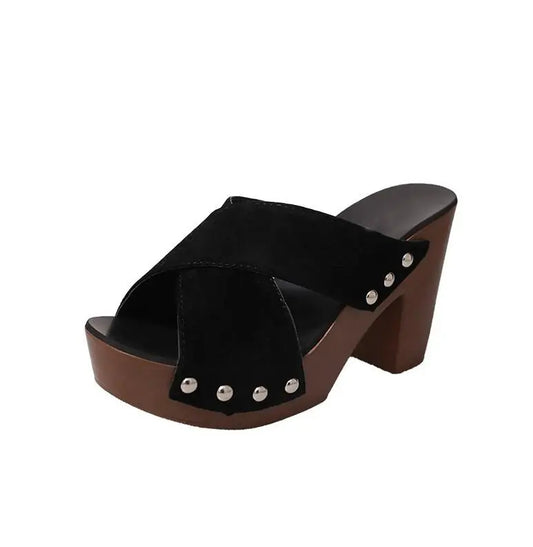 Step Peep Rivet Pumps